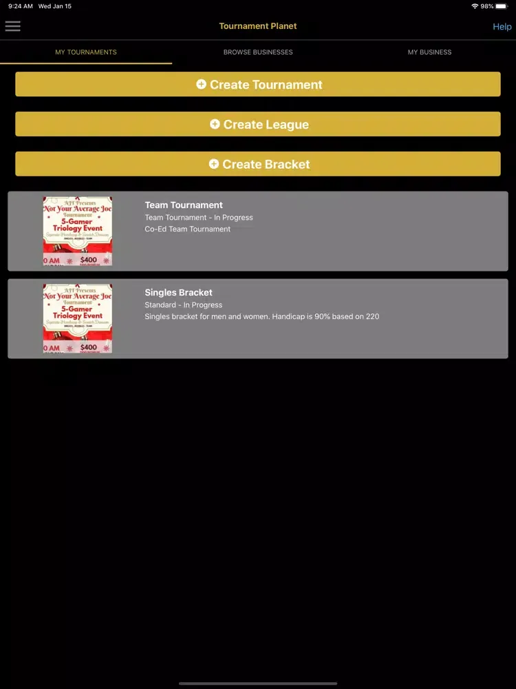 Tangkapan skrin Tournament Planet iPad 