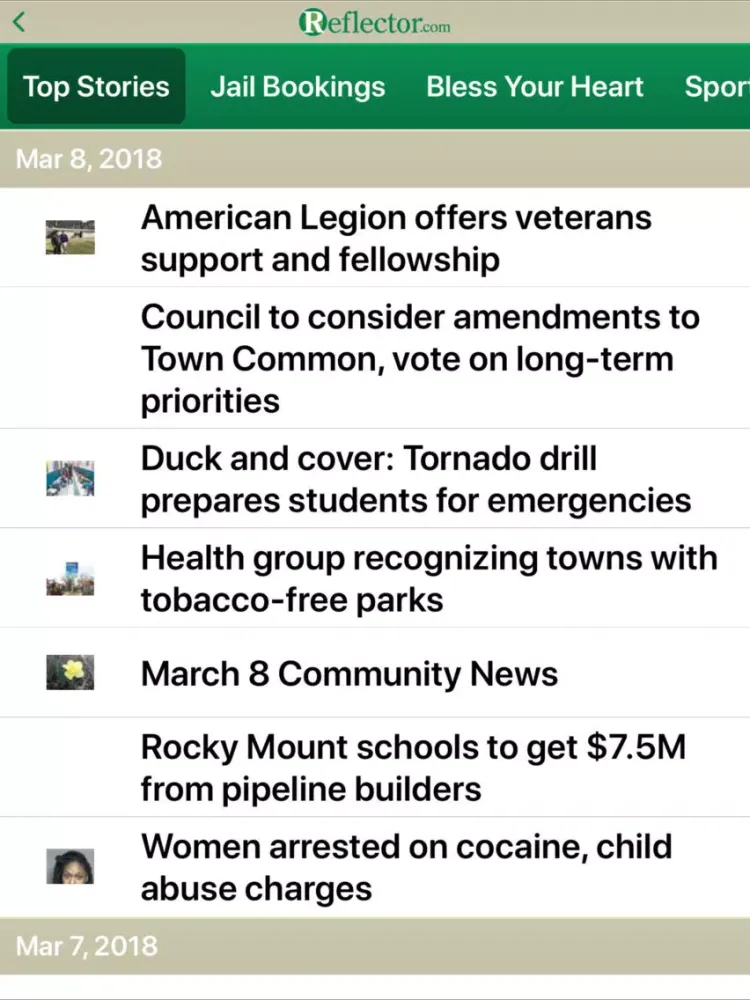 Capturas de pantalla de The Daily Reflector iPad 