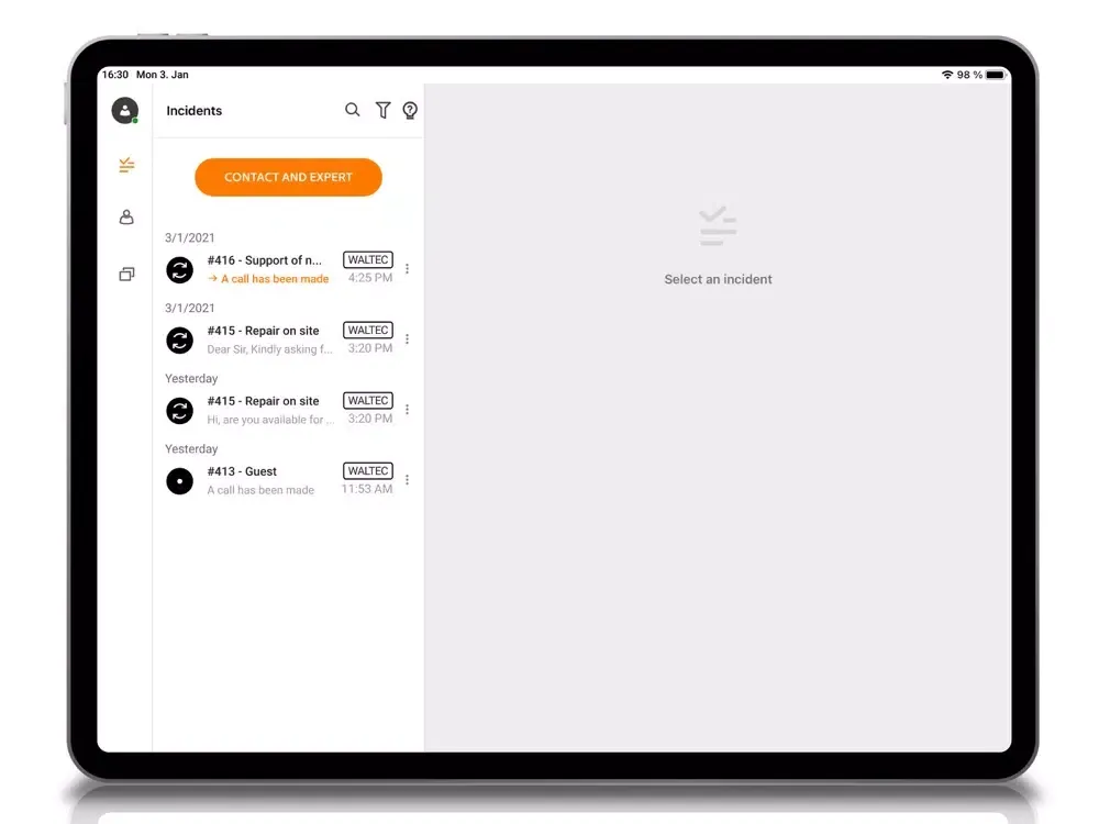 WALTEC Remote Service iPad  Screenshots