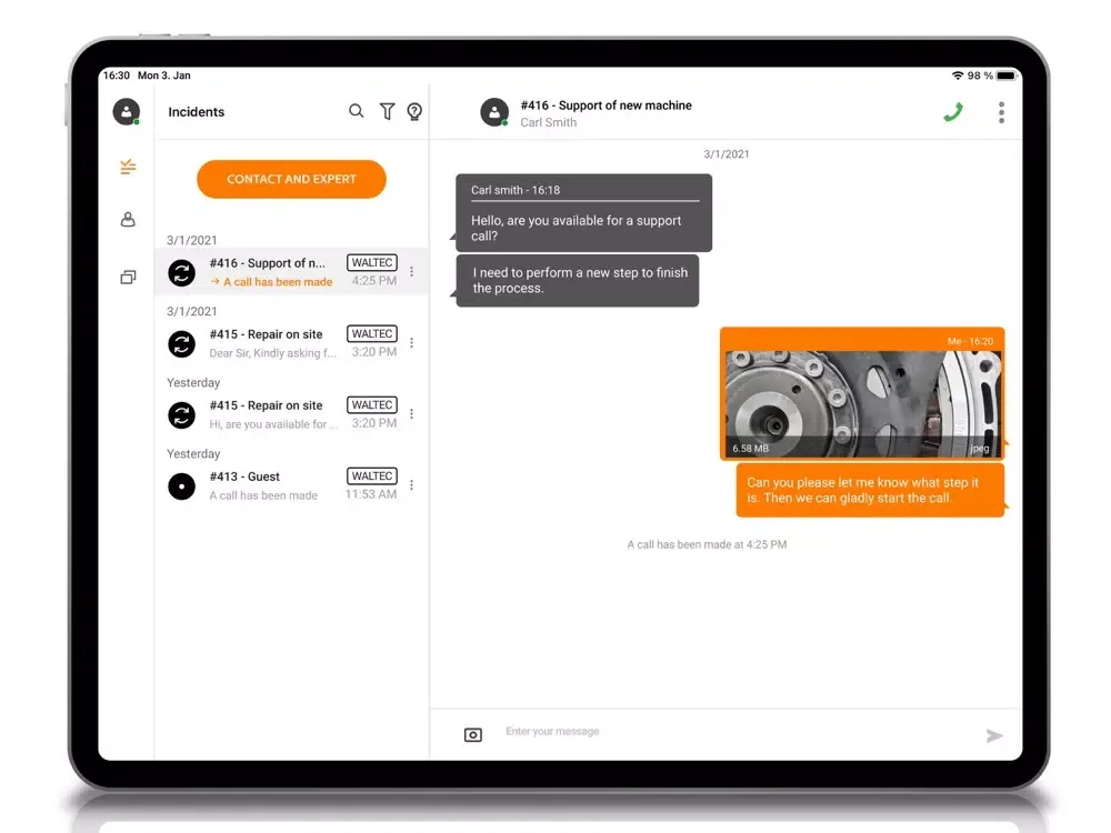 WALTEC Remote Service iPad  Screenshots