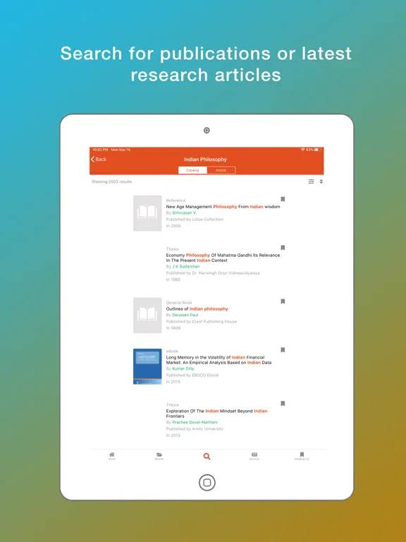 Capturas de tela do BIMTECH eLibrary iPad 