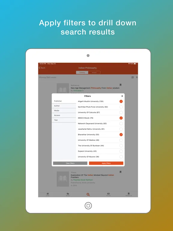 Capturas de tela do BIMTECH eLibrary iPad 