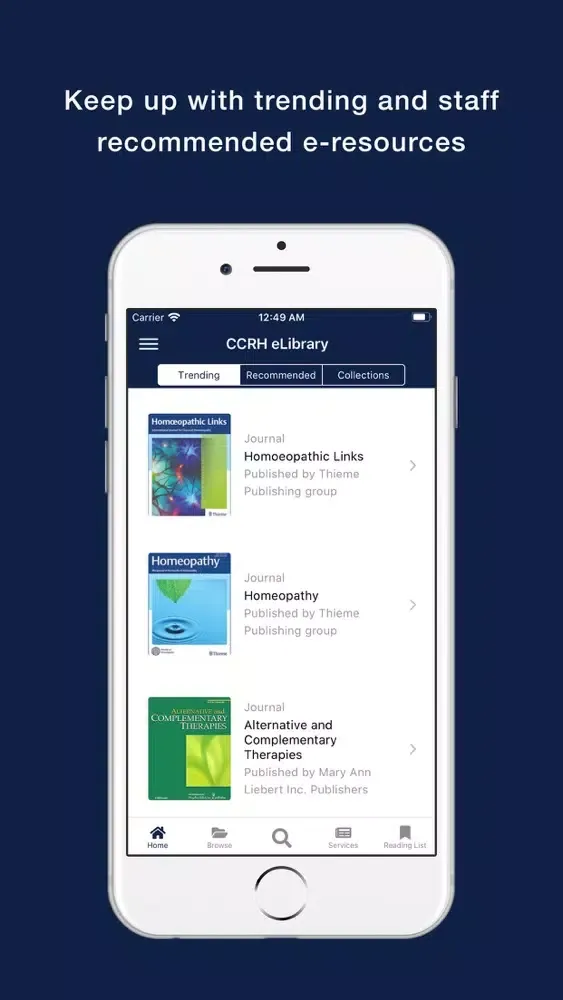 Captures d'écran de CCRH eLibrary