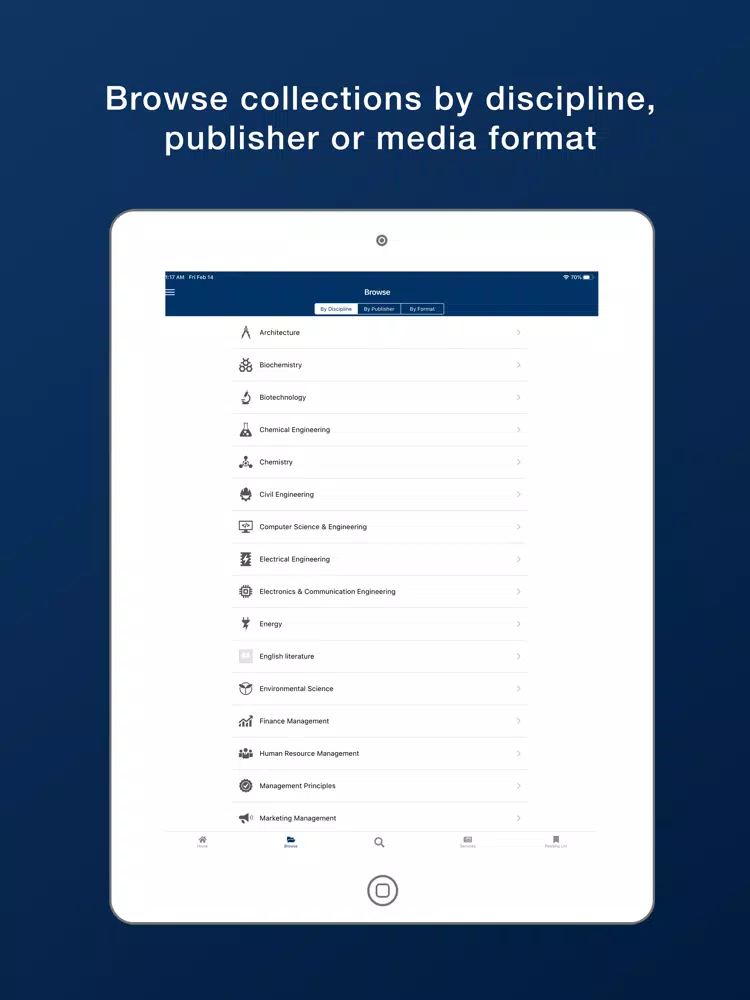 Tangkapan layar Saraswati eLibrary iPad 