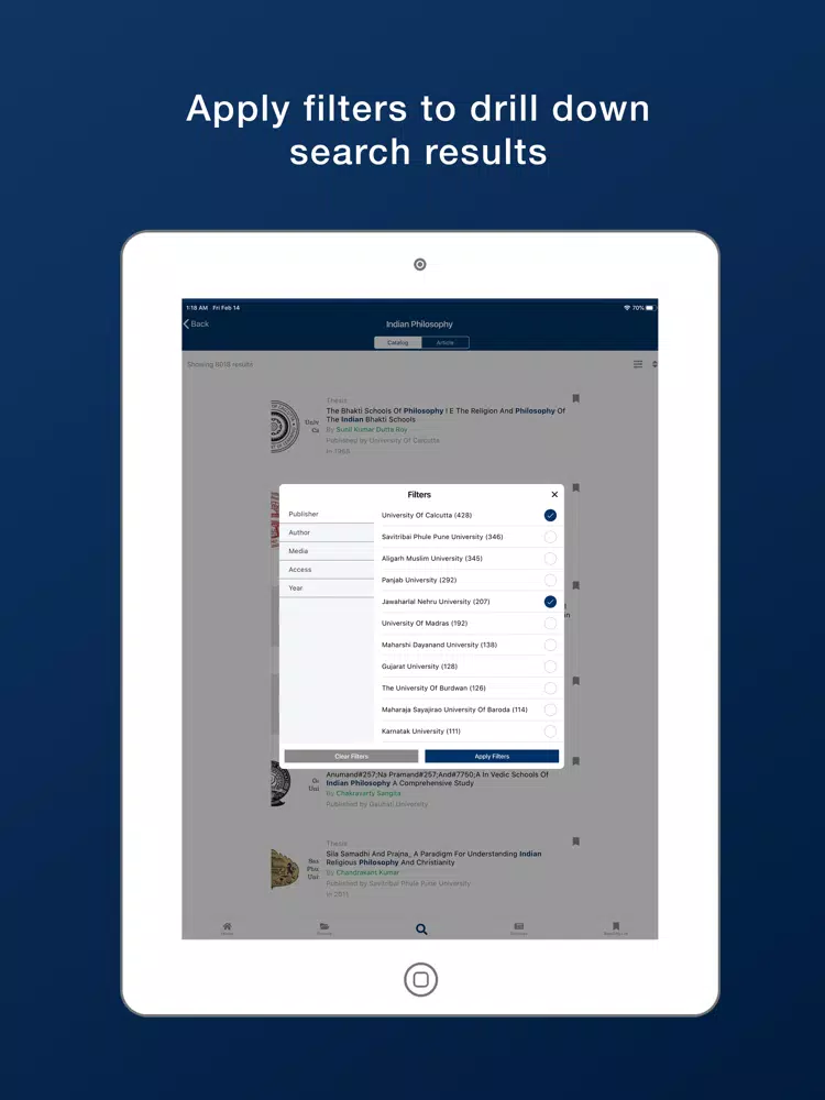 Tangkapan layar Saraswati eLibrary iPad 
