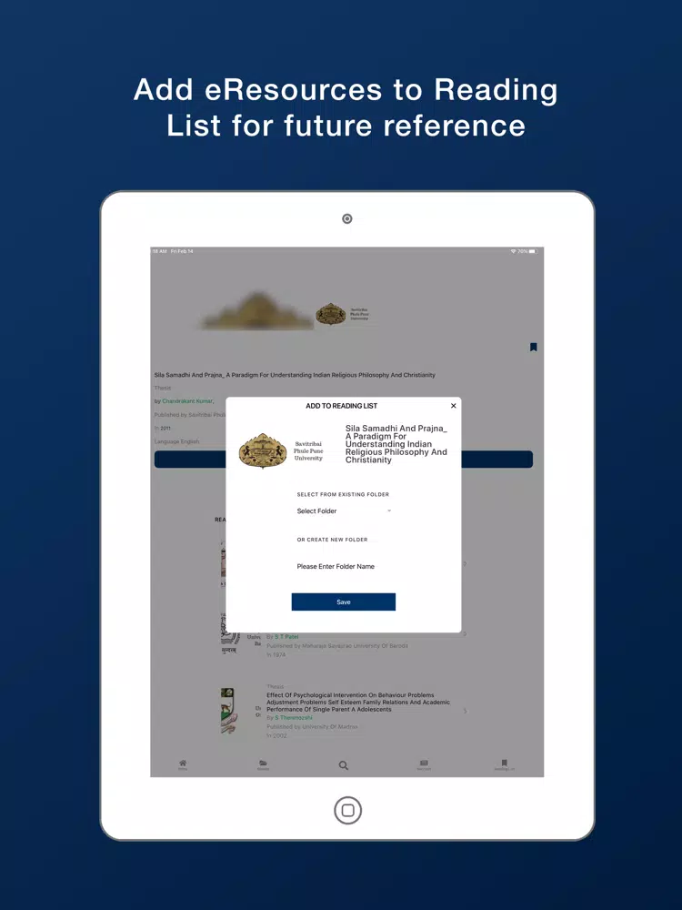 Tangkapan layar Saraswati eLibrary iPad 