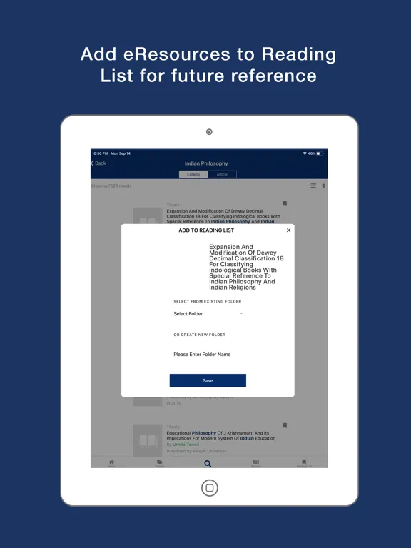 Ảnh chụp màn hình của GNDEC eLibrary iPad 
