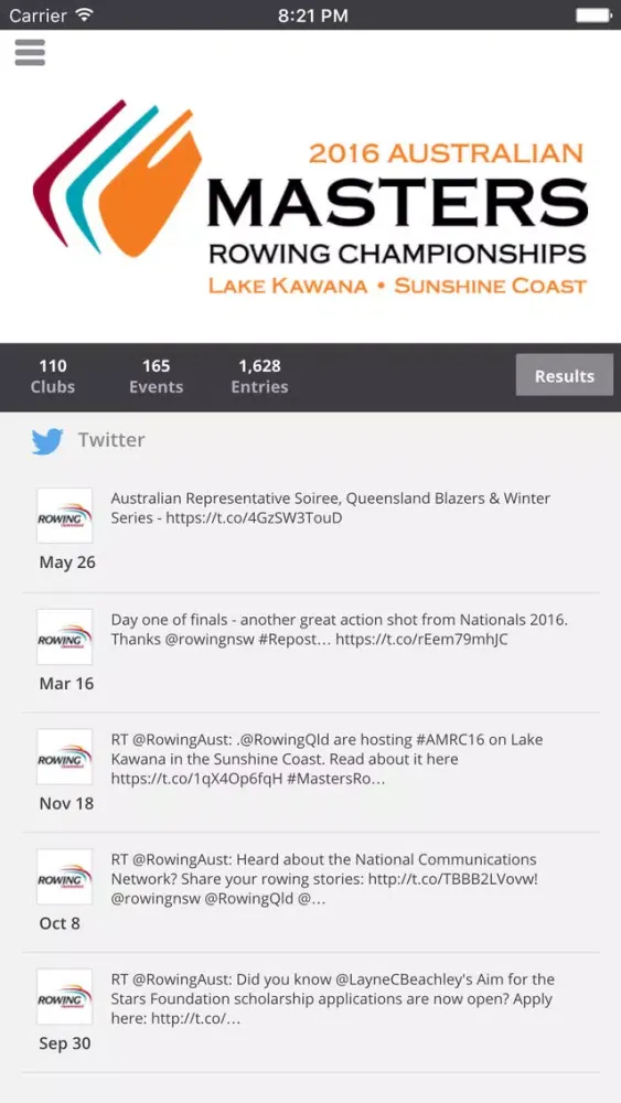 Ảnh chụp màn hình của Australian Masters Rowing Championships