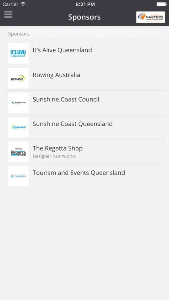 Ảnh chụp màn hình của Australian Masters Rowing Championships