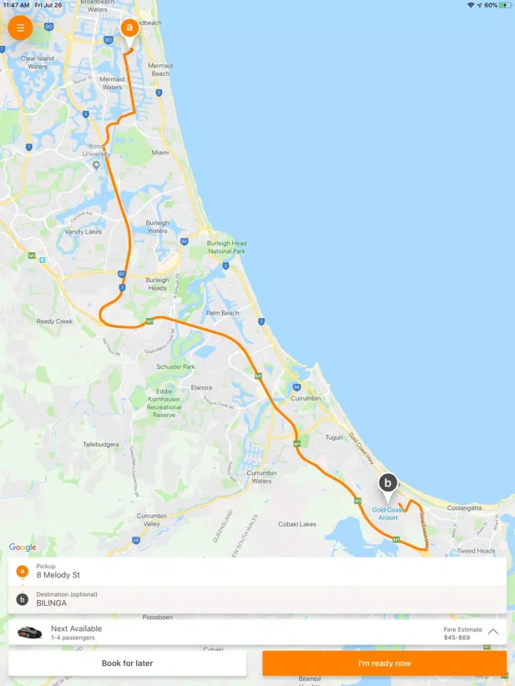Gold Coast Cabs iPad  Ekran Görüntüleri