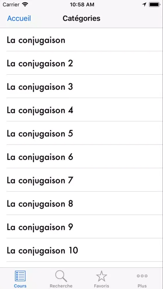 ภาพหน้าจอของ Les regles conjaigaison 2018