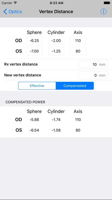 Optics Clinical Calculator 스크린샷