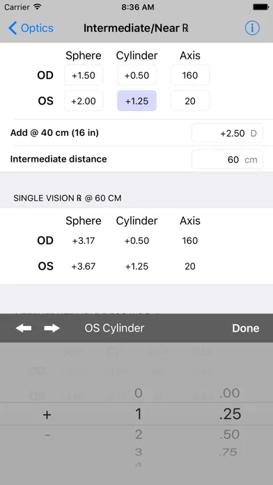 Optics Clinical Calculator 스크린샷