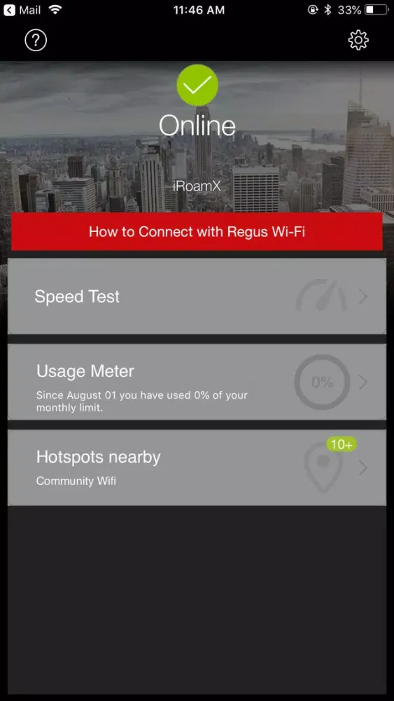 Tangkapan skrin Regus Wi-Fi