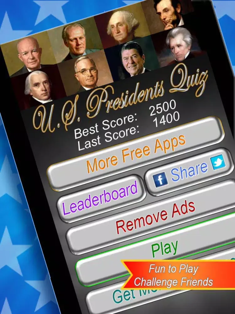 US Presidents Trivia Quiz Free - United States Presidential Historical Photo Recognition Guessing Educational Game iPad 应用截图