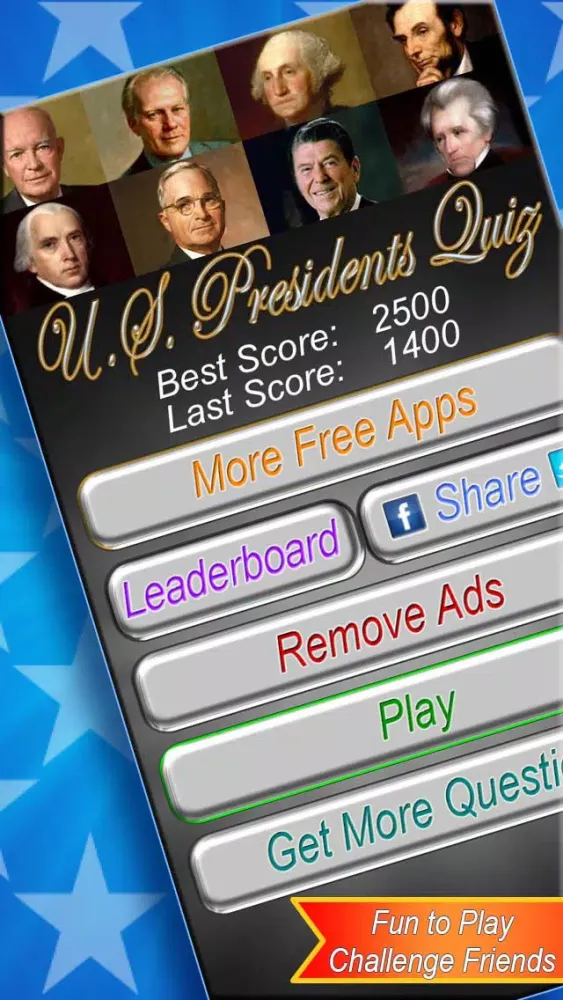 US Presidents Trivia Quiz Free - United States Presidential Historical Photo Recognition Guessing Educational Game应用截图