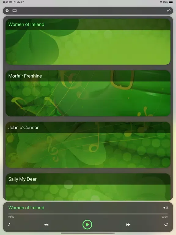 Capturas de tela do St Patrick's Day Music iPad 