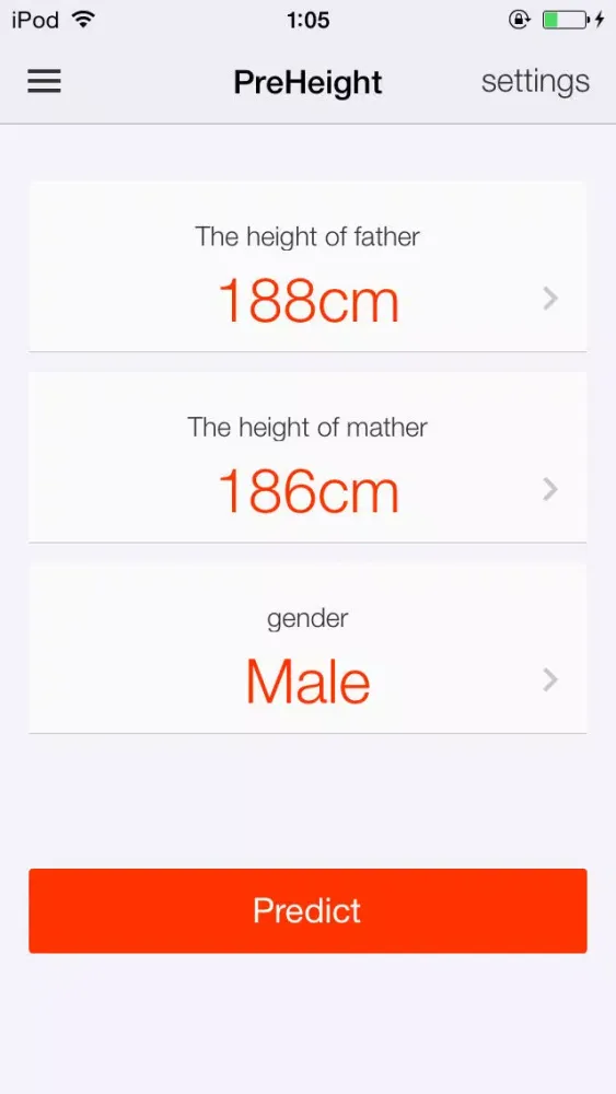 PreHeight-Predict someone's height سکرین شاٹس