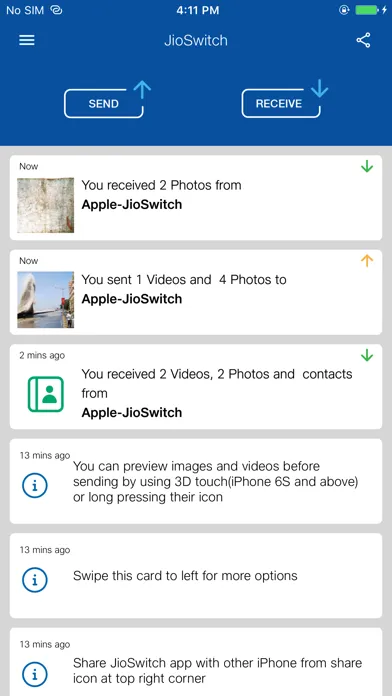 Zrzuty ekranu JioSwitch-Transfer,Share Files