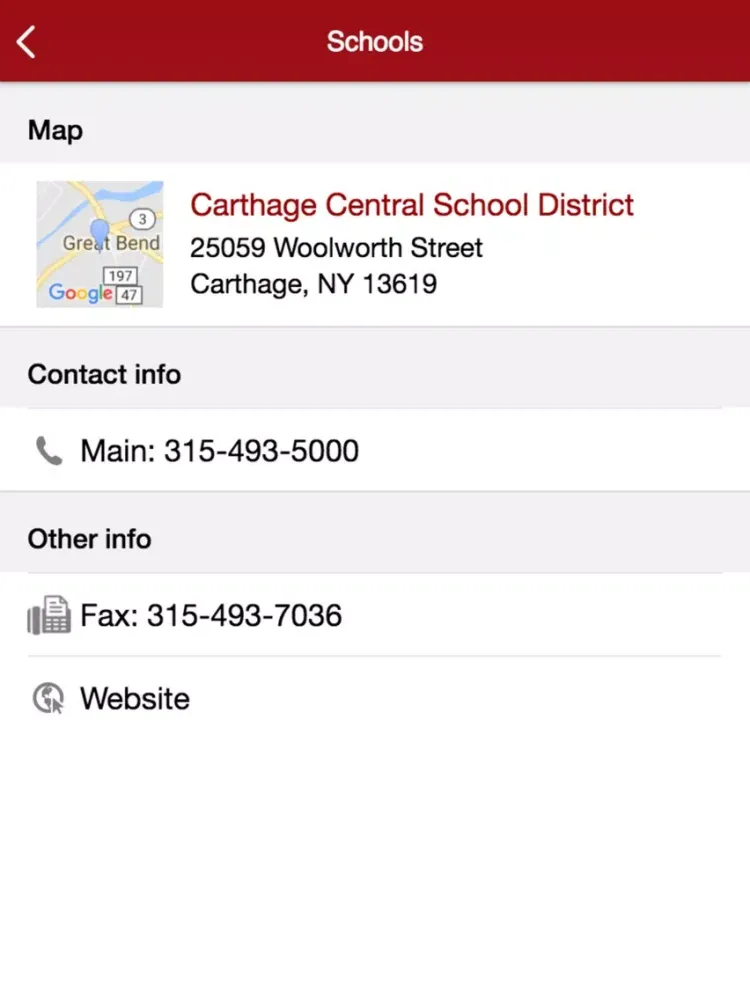 Tangkapan layar Carthage Central School District iPad 