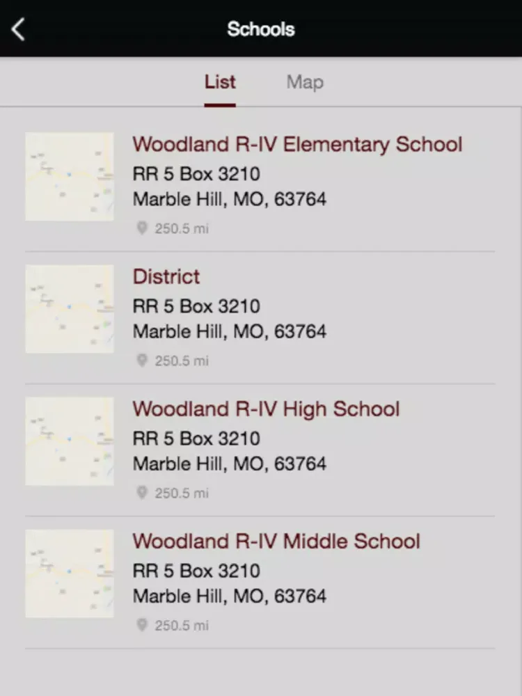 Tangkapan skrin Woodland R-IV School District iPad 