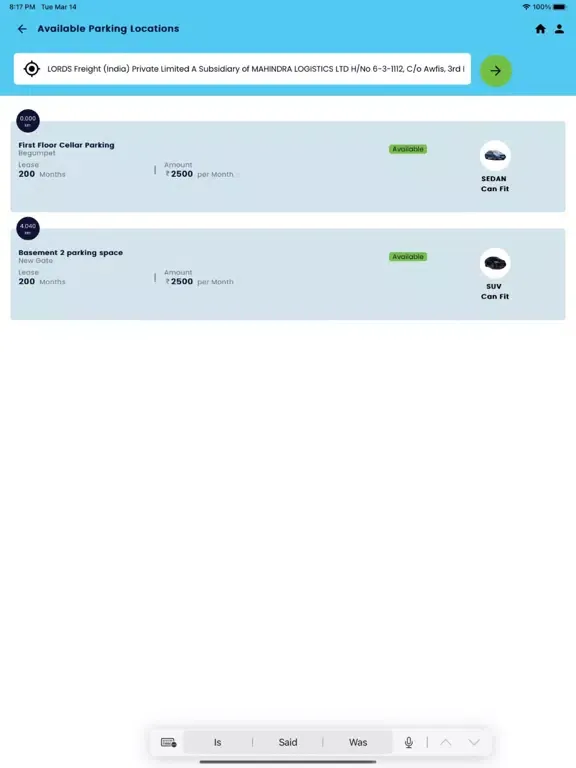 Parking Spaces App iPad 应用截图