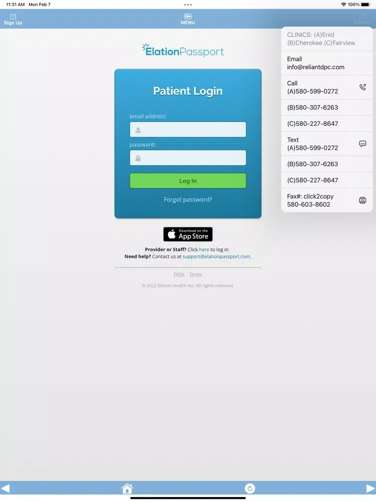 Reliant DPC iPad  Screenshots