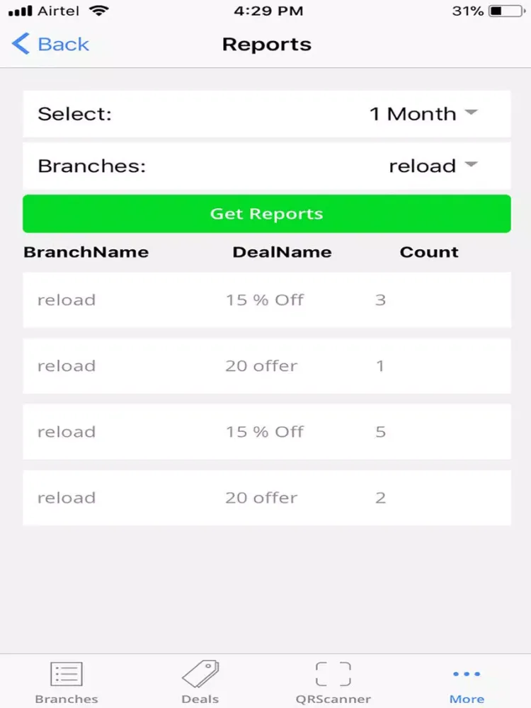 Capturas de tela do Reload Merchants iPad 
