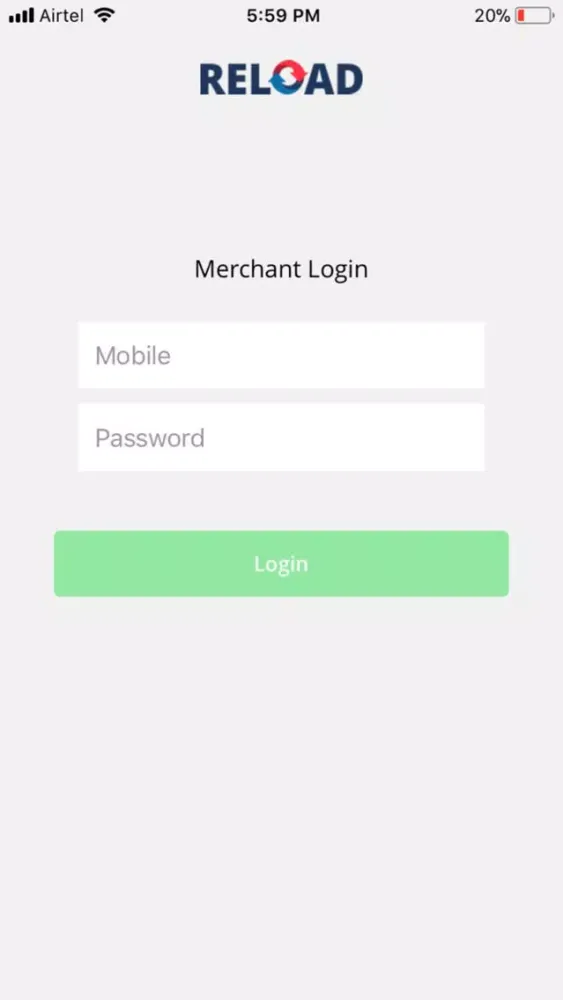 Capturas de tela do Reload Merchants