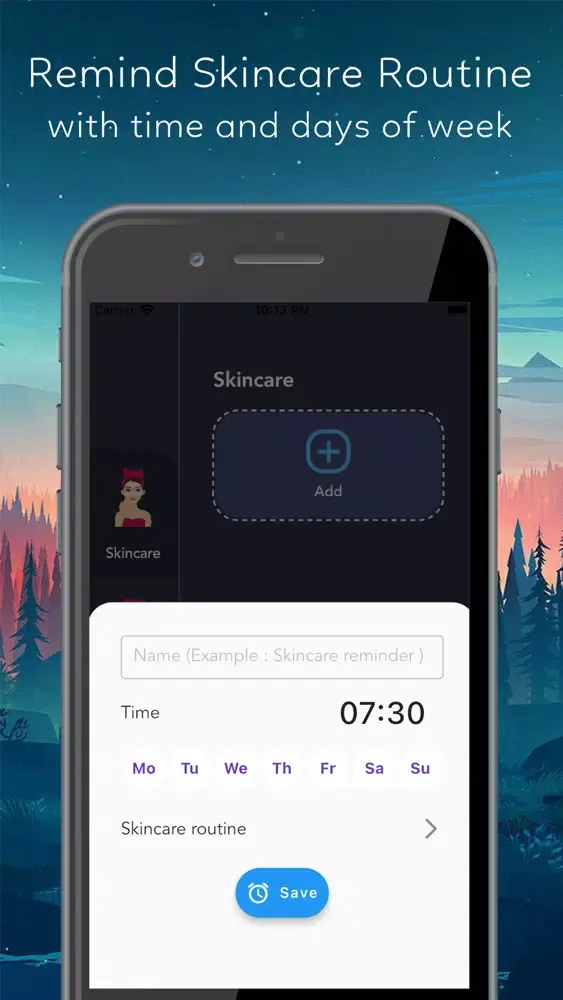 Скриншоты Skincare Reminder App