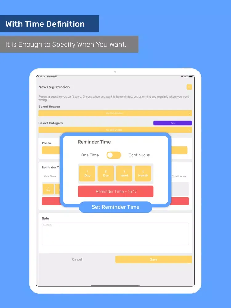 Question Reminder - Homework iPad  Screenshots