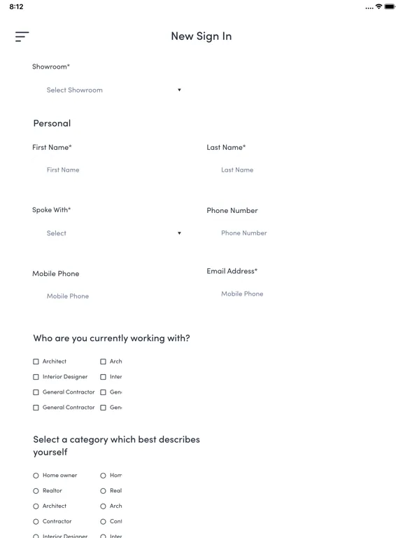 RS Sign-In iPad  Screenshots