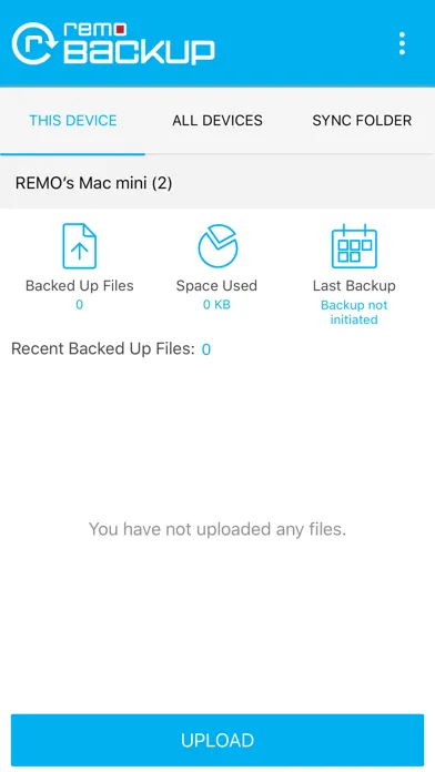 Capturas de tela do Remo Backup
