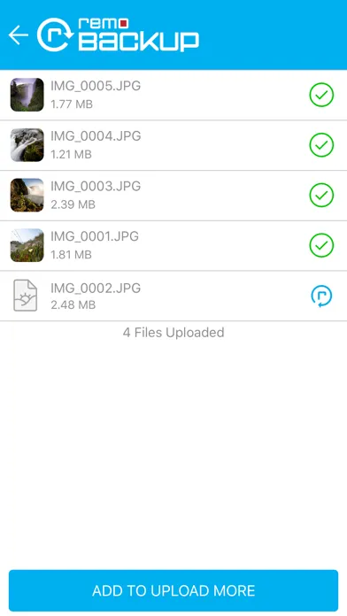 Capturas de tela do Remo Backup