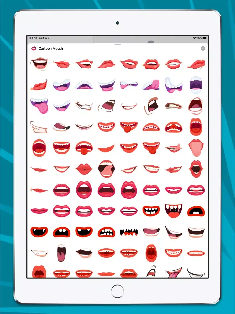 Cartoon Mouth Stickers iPad 应用截图