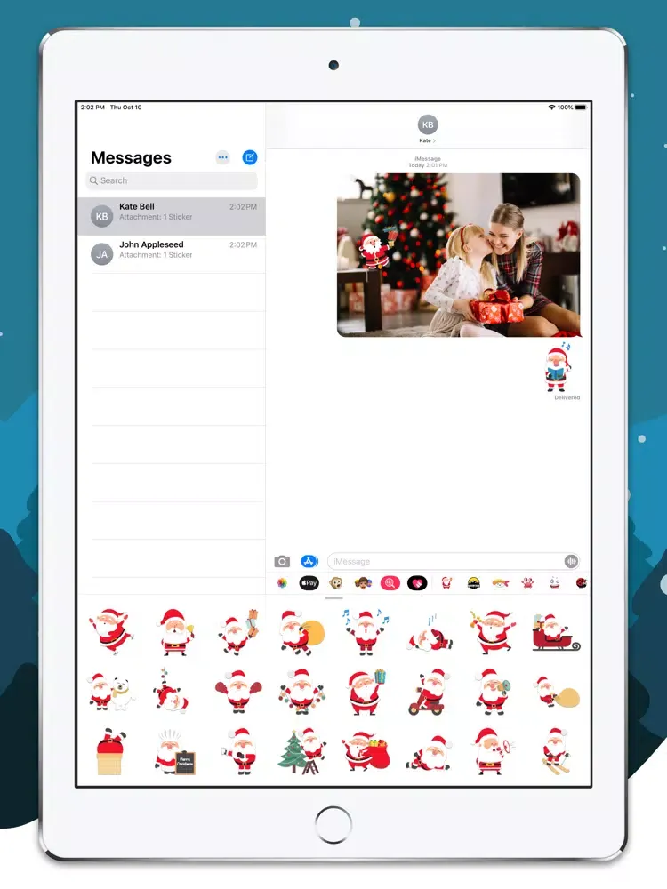 Capturas de tela do Tiny Santa Stickers iPad 
