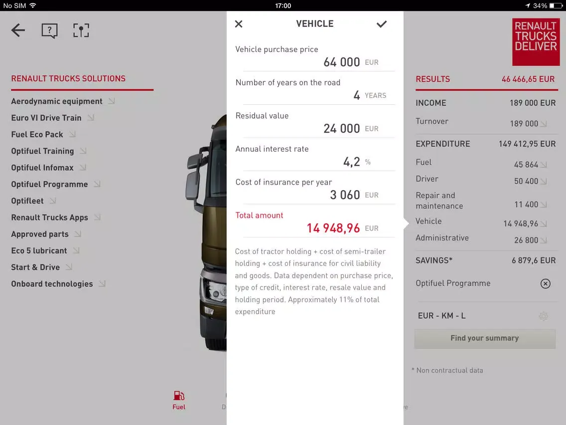 Cost Saver by Renault Trucks iPad  স্ক্রিনশট