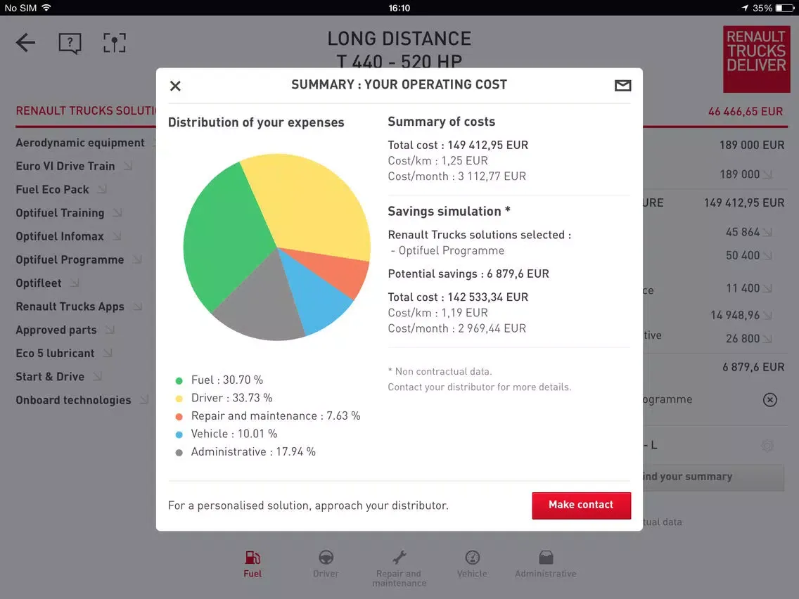 Cost Saver by Renault Trucks iPad  স্ক্রিনশট