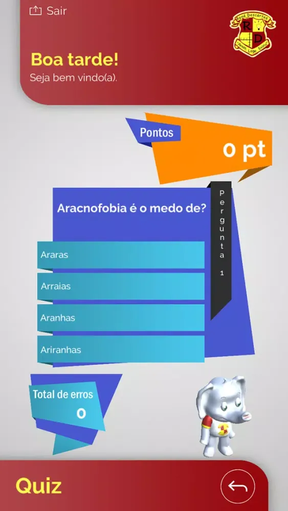 Capturas de tela do Colégio René Descartes