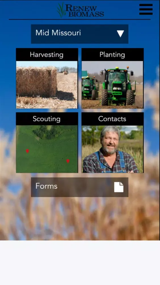Capturas de tela do Renew Biomass Field App