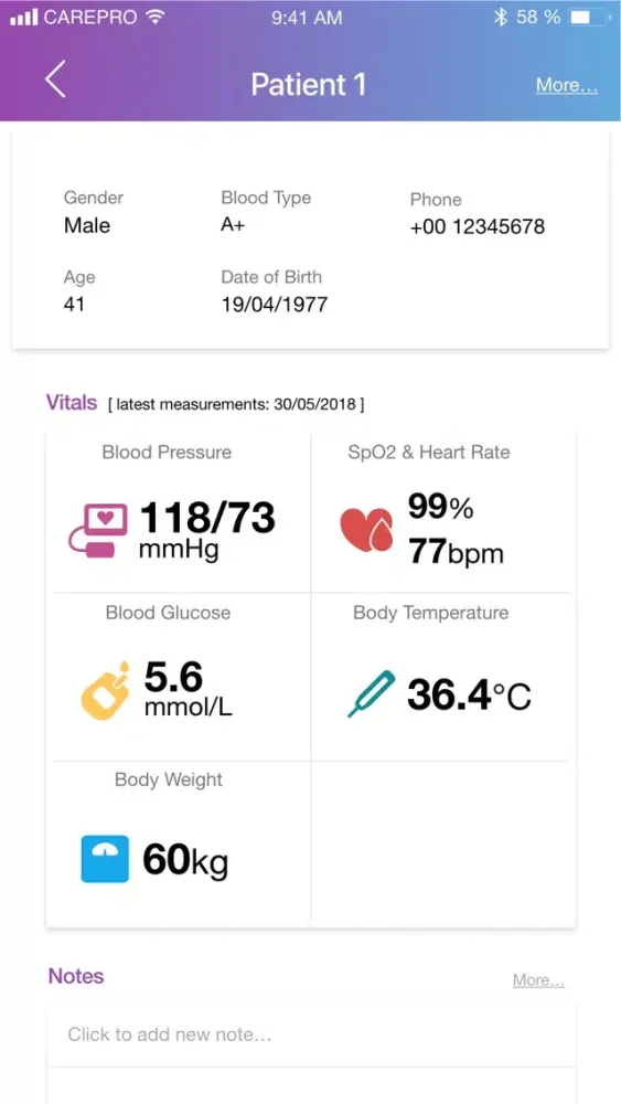Скриншоты CarePro Vitals