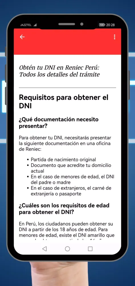 Capturas de pantalla de RENIEC Perú | Info