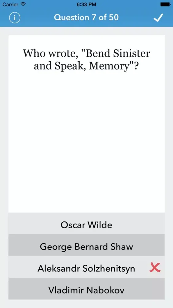 Ảnh chụp màn hình của Literature Trivia for The Factual Intellectual®