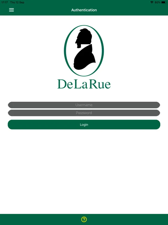 Tangkapan layar DTS Field Authentication iPad 
