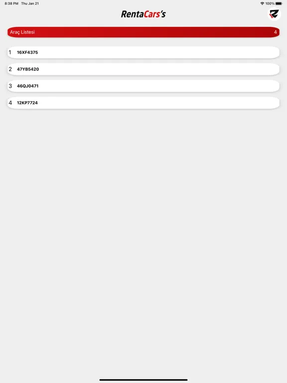 Screenshot di Rentacarss Kimlik iPad 
