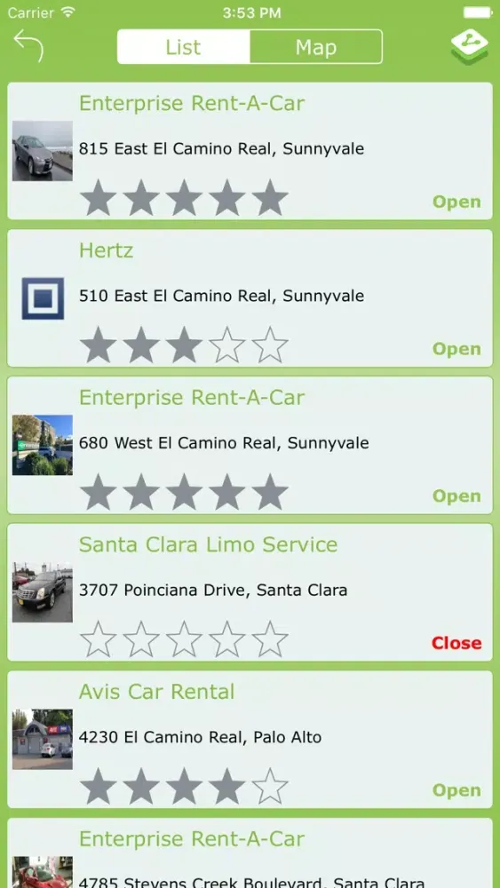 Tangkapan layar Rental Car Finder : Nearest Rental Car