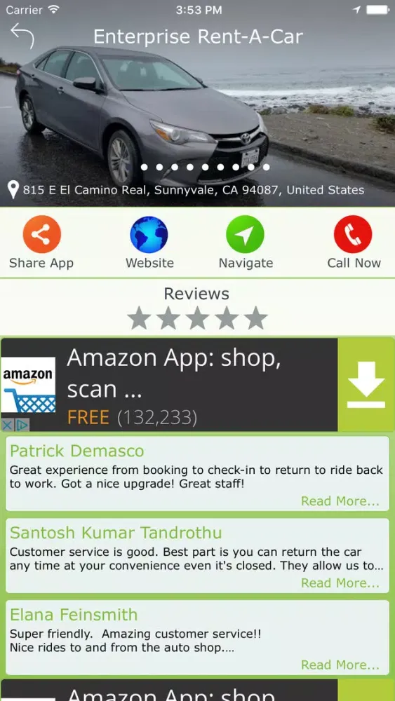 Tangkapan layar Rental Car Finder : Nearest Rental Car