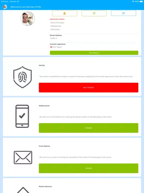Скриншоты Rentview renter profile iPad 