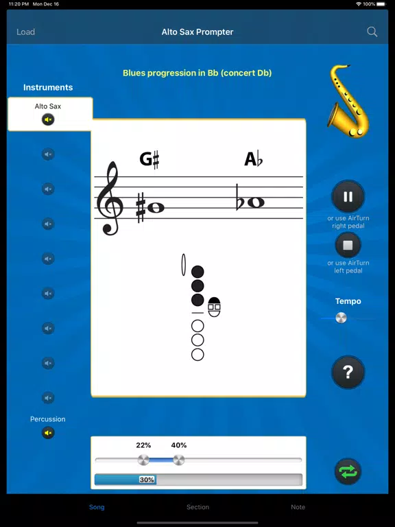 ภาพหน้าจอของ Alto Sax Prompter iPad 