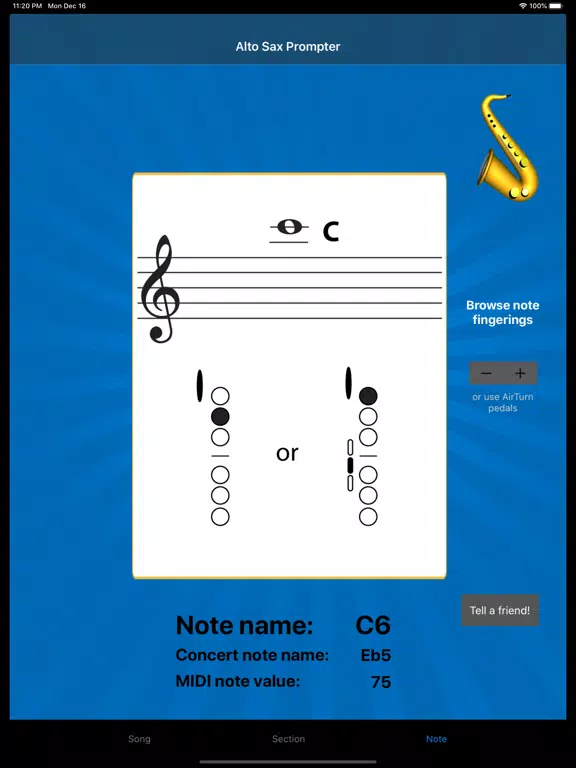 ภาพหน้าจอของ Alto Sax Prompter iPad 